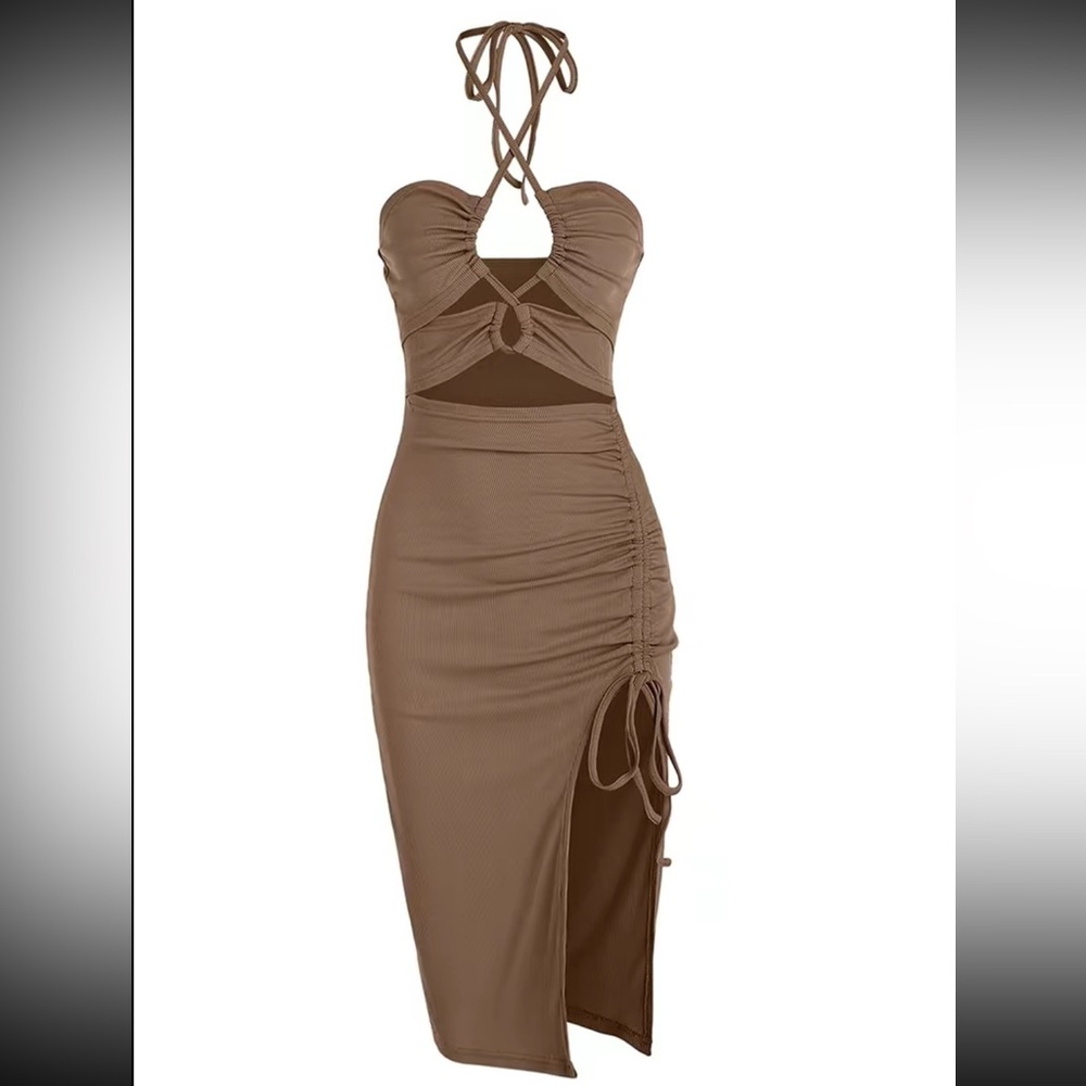 Zaful Strapless Brown Dress